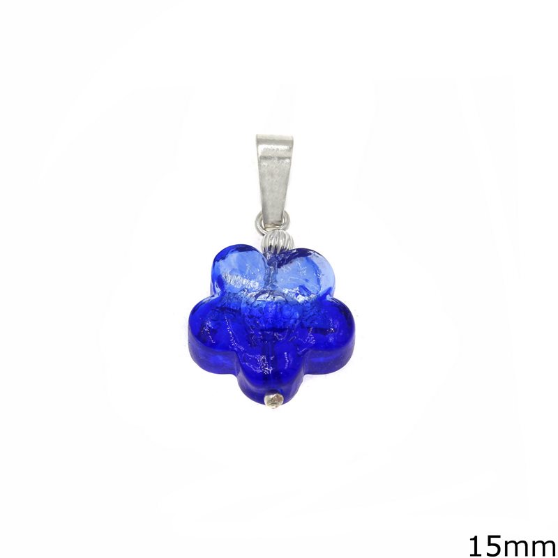 Silver 925 Pendant with Murano Glass Daisy 15mm