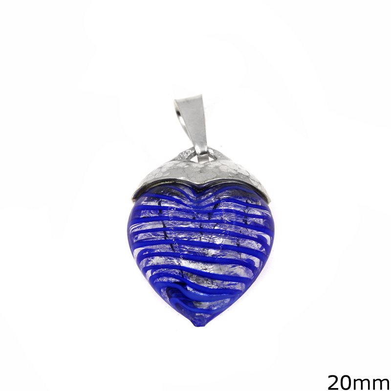 Silver 925 Pendant Heart with Murano Glass 20mm
