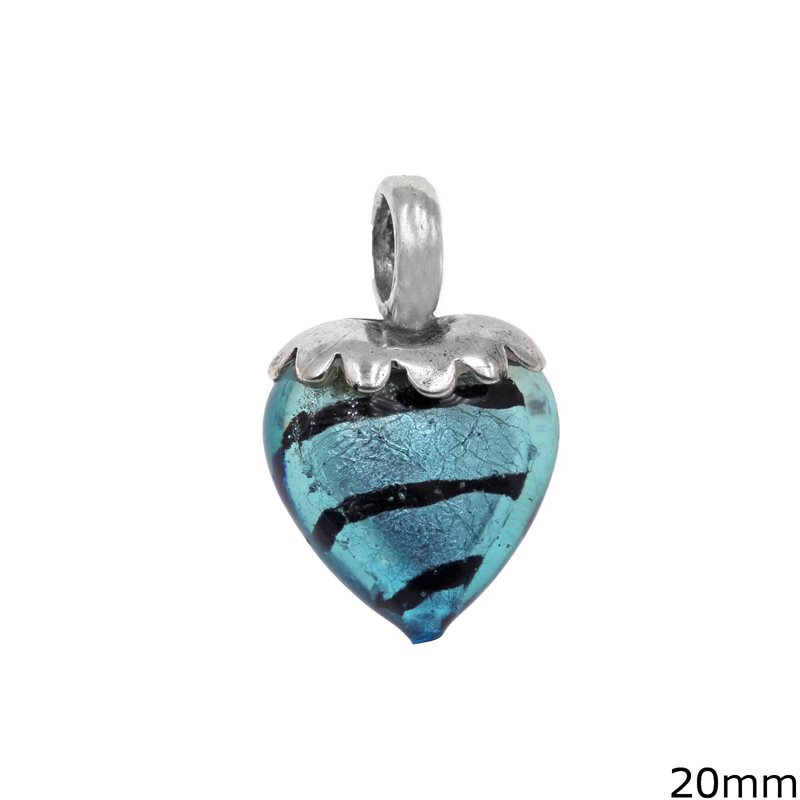 Silver 925 Pendant with Murano Heart 20mm