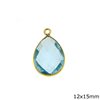 Silver 925 Bezel Pearshaped Pendant with Semi Precious Stone 12x15mm