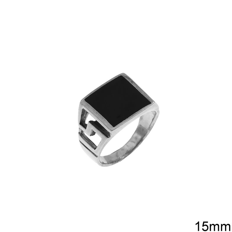 Silver 925 Male Ring with Onyx 15mm