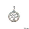 Silver 925 Pendant Tree of Life with Opal Stone 22mm