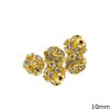 Brass Bead with Rhinestones 10mm 