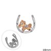 Silver 925 Pendant Horseshoe with Horse and Zircon 18mm