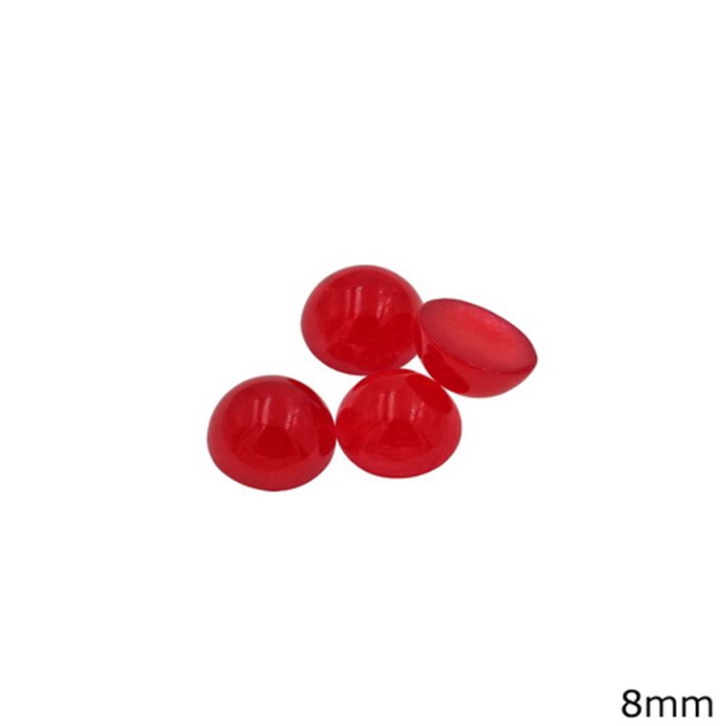 Semi Precious Red Jade Cabochon Round Stone 8mm