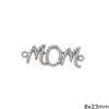Silver 925 Spacer "MOM" with Zircon 8x23mm