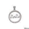Silver 925 Pendant Circle Outline Stylewith Zircon "Mama" 20mm