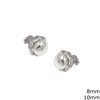 Silver 925 Earrings Rosette 10mm with Freshwater Pearl 8mm