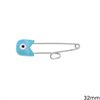 Silver 925 Safety Pin with Mop-shell Evil Eye 32mm