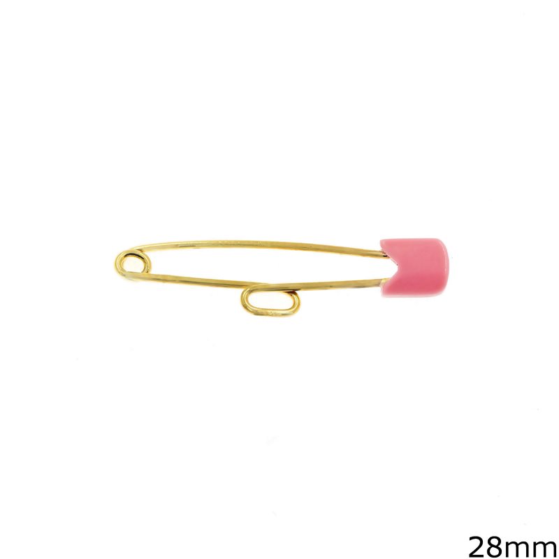 Gold Safety Pin with Loop  and Pasta 28mm K9 0.36gr