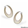 Stainless Steel Curved Oval Earring Hoops 3tone color 35mm