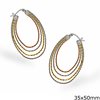 Stainless Steel Curved Oval Earring Hoops 3tone color 35mm