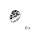 Stainless Steel Male Ring Oxyde Disk with Triangle and Evil Eye 19mm