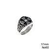 Stainless Steel Male Ring Disk Oxyde with Cross 17mm