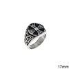 Stainless Steel Male Ring Disk Oxyde with Cross 17mm