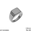 Stainless Steel Male Ring Square Plate 13mm 