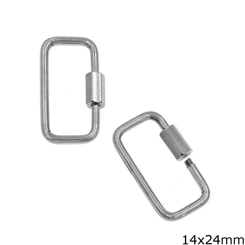 Stainless Steel Finished Rectangular Keychain 14x24mm