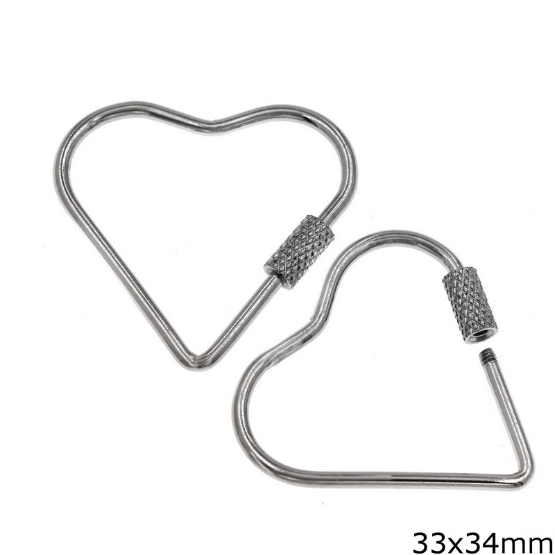 Stainless Steel Finished Keychain Heart 33x34mm