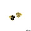 Brass Earrings  4-Leaf Clover with Enamel and Stones 12mm 