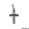 Stainless Steel Pendant Cross with Lines 7x20x28mm