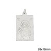 Silver 925 Pendant Icon Holy Mary Handmade Engraved 28x18mm