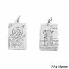 Silver 925 Pendant Icon Holy Mary Handmade Engraved 25x16mm