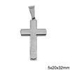 Stainless Steel Pendant Double Cross with Jesus Christ and Blessings 6x20x35mm