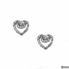 Silver 925 Earrings Outline Style Heart with Zircon 8mm