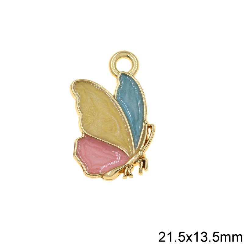 Casting Pendant Butterfly with Enamel 21.5x13.5mm