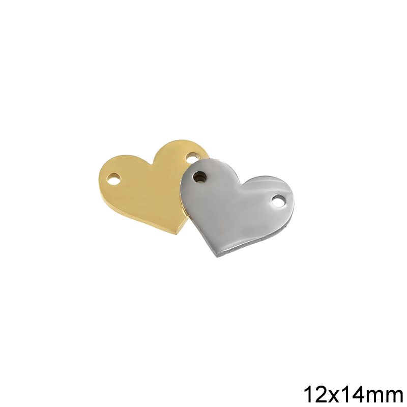 Stainless Steel Spacer Heart 12x14mm