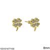 Silver 925 Earring Studs Clover with Zircon 8mm