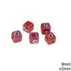 Ceramic Cube Evil Eye Bead 8mm, with hole 2mm