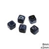 Ceramic Cube Evil Eye Bead 8mm, with hole 2mm