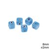 Ceramic Cube Evil Eye Bead 8mm, with hole 2mm