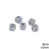 Ceramic Cube Evil Eye Bead 8mm, with hole 2mm