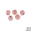 Ceramic Cube Evil Eye Bead 8mm, with hole 2mm