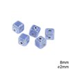 Ceramic Cube Evil Eye Bead 8mm, with hole 2mm