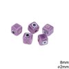 Ceramic Cube Evil Eye Bead 8mm, with hole 2mm