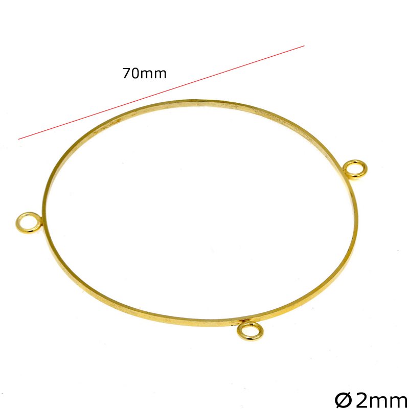 Silver 925 Bracelet Bangle 70mm with Hoops and Hole 2mm