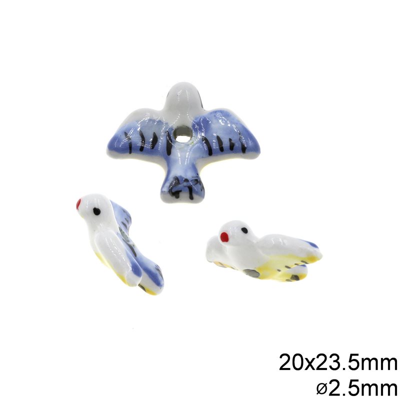 Ceramic Bead Seagull 20x23.5mm with Hole 2.5mm