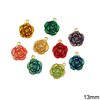 Casting Pendant Flower with Enamel Two-Sided Hollow 13mm