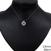 Silver 925 Necklace Heart with Zircon 13mm and Naylon Cord 40cm