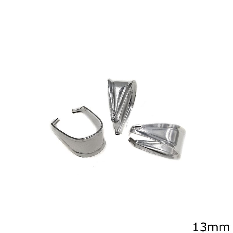 Silver 925 Rhodium Plated Pinch Pendant Bail 13mm