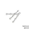 Silver 925 4-Strand Clasp Connectors 3x21mm, with 1mm Hole