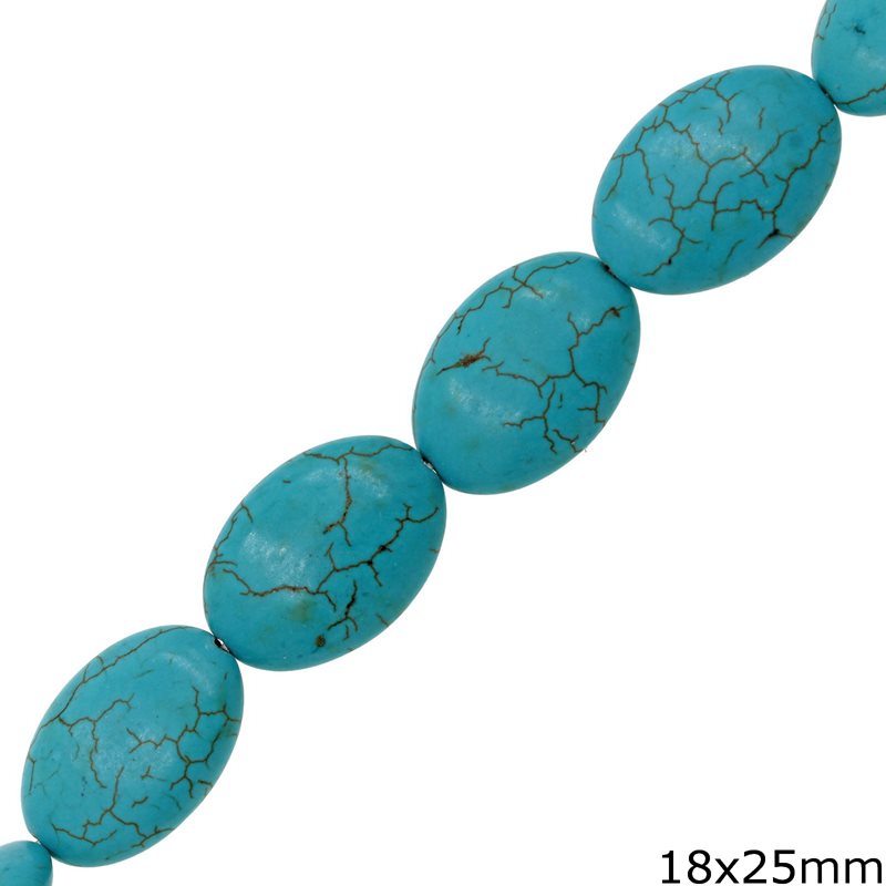 Oval Turquoise Crackle Beads 18x25mm