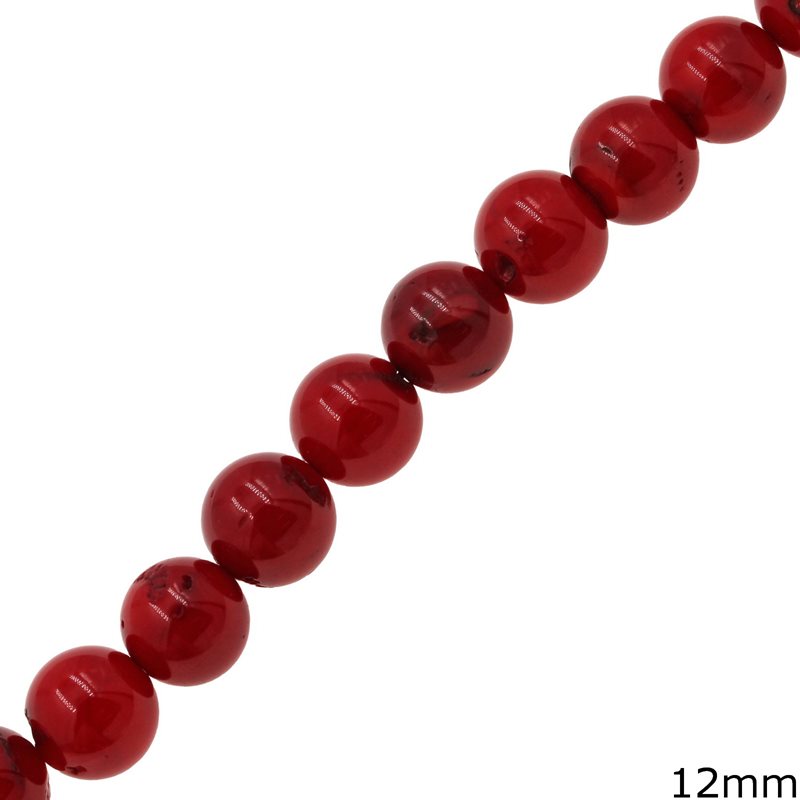 Red Round Coral Beads 12mm