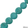 Flat Natural Turquoise Crackle Beads 25mm