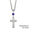Stainless Steel Car Amulet Cross with Jesus Christ and Blessings  5x20x35mm and Evil Eye,12-14cm