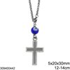 Stainless Steel Car Amulet Double Cross 5x20x30mm with Evil Eye,12-14cm