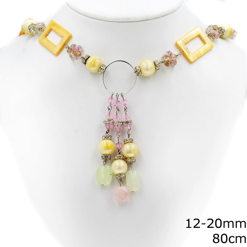 Necklace with Semi Precious Stones 12-20, 80cm